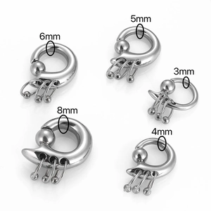Anneaux captifs en acier inoxydable poli avec pendentifs à franges, tailles 3mm à 8mm