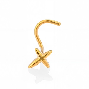 Piercing al naso a vite in acciaio inossidabile dorato con stella a quattro punte