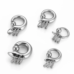 Cinq anneaux à bille captive en acier inoxydable avec pendentifs boules pour piercing