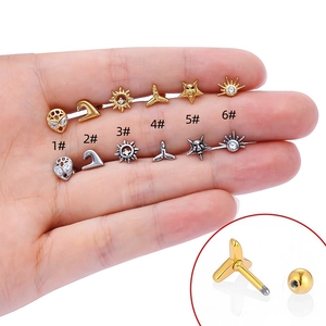 Orecchini a Lobo per Piercing Helix in Acciaio Inossidabile 316L Con Zircone Alieno Stella Sole Onda Gioielli per Piercing Unisex