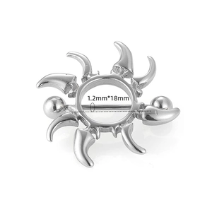 Bouclier de mamelon en acier inoxydable avec design soleil et barre de 1,2 mm x 18 mm