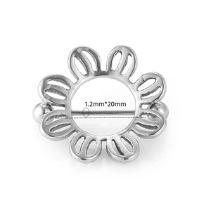 Détail macro du bouclier de téton en acier inoxydable forme tournesol avec diamètre 20 mm