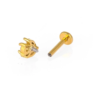 Internal thread labret earring stud in gold-plated stainless steel with flat back