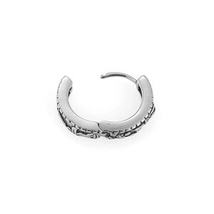 Vintage Silber Angel Wing Creolen mit aufwendigen Blumenschnitzereien und Industrial Style