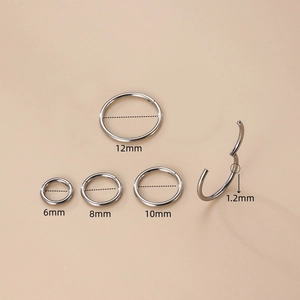 G23 titanium seamless hinged rings in 6mm to 12mm sizes for nose, ear and cartilage piercings