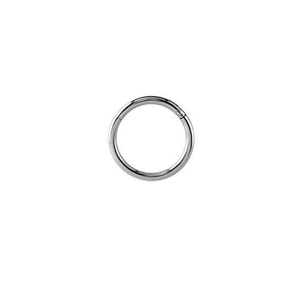 Detailed view of G23 titanium seamless clicker ring with smooth polished finish for piercing