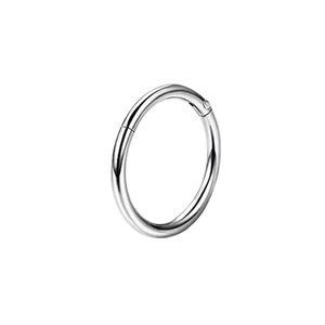 Polished G23 titanium seamless clicker ring with hinged segment for ear and nose piercing