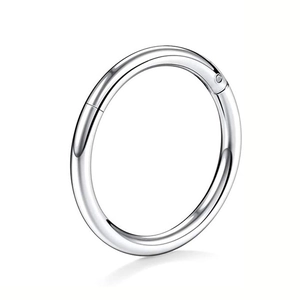 Macro detail of polished G23 titanium hinge segment ring with a mirror-like silver finish