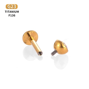 Piercing labret en titane F136 avec filetage interne et pierre de zircone blanche