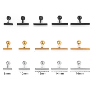 Minimalisti Orecchini a Bottone in Acciaio Inossidabile 316L a Barra a T Gioielli Piercing per Uomo Donna Oro Argento Nero