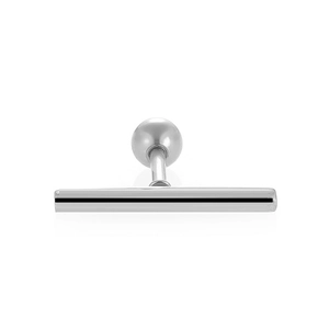 Orecchino a perno a T in argento lucido con finitura in metallo minimalista e sfera