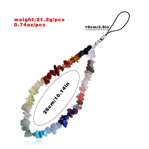 Handmade colorful natural stone phone strap with rainbow beads and steel wire core
