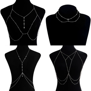 Chaîne de Corps Bikini Sexy à Glands en Strass pour Femmes Plage Fête Alliage Multicouche Chaîne de Taille Or Argent Bijoux