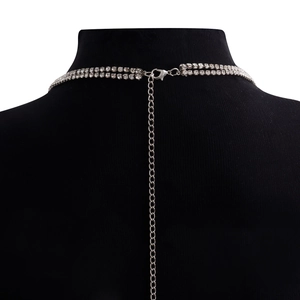 Double-row rhinestone body chain with lobster clasp and adjustable extension link