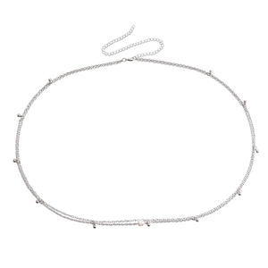 Minimalist Silver Alloy Double Layer Waist Chain With Imitation Artificial Pearl And Metal Beads Adjustable Sexy Body Jewelry For Women