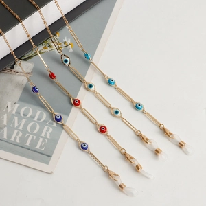 Colorful Evil Eye Handmade Glasses Chain For Women Anti Slip Golden Metal Eyewear Lanyard Bohemian Fashion Jewelry