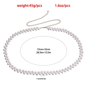 Elegante catena per il corpo in perle a doppia fila con estensione dorata per bikini