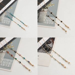 Chaîne de Lunettes en Métal à la Mode Dauphin en Émail Perles Turquoise Cordon de Masque Antidérapant pour Femmes Bijoux