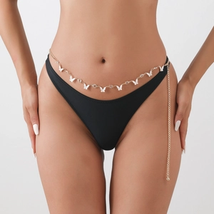 Luxury Butterfly Pendant Gold Alloy Waist Chain With White Rhinestone Elegant Body Jewelry Belly Chain For Women Accessories