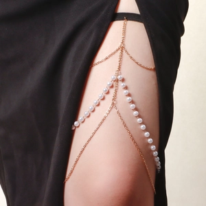 Cadena de Muslo Multicapa Sexy de Aleación con Perlas Artificiales para Mujer Cadena de Pierna Galvanizada Oro Plata Joyería de Fiesta