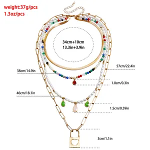 Tabella delle taglie dettagliata per collana bohémien multistrato con cuore