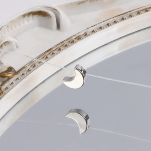 Polished silver crescent moon pendant with threading holes for DIY necklace making