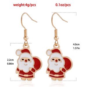 Festive Santa Claus enamel drop earrings for Christmas with dimension and weight details