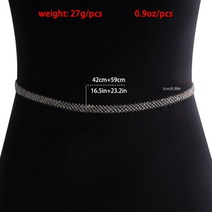 Sexy silberne Mesh-Metall-Taillenkette mit schwarzen Kristallen für Damen Streetstyle