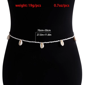 Handgefertigte weiße Perlen Taillenkette mit Muscheln für den Strand für Damen
