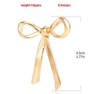 Polished gold bow earrings for women, 1.77-inch height and lightweight metal design