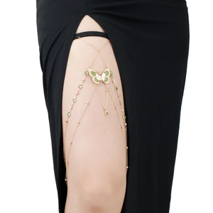 Sexy Schmetterling Oberschenkelkette Für Damen Boho Gold Quaste Beinstrumpfband Mit Strass Emaille Schmetterling Körperschmuck