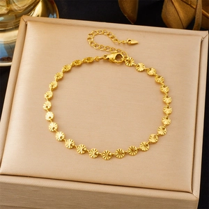Minimalist Stainless Steel Sunburst Disc Bracelet For Women Elegant Tarnish Resistant Gold Silver Plated Jewelry Gift