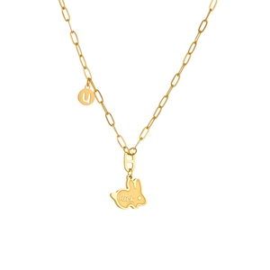 Gouden dierenriem konijn ketting met Luck hanger en paperclip ketting voor vrouwen