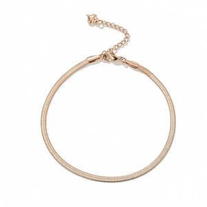 Bracelet de cheville élégant en chaîne serpent or rose avec fermoir et pendentif cœur