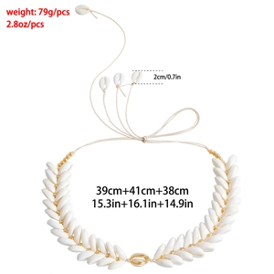 Bohemian shell waist chain with gold beads and cream cord for beach summer style