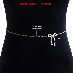 Chaîne de taille dorée élégante pour femmes avec nœud en perles et design ajustable