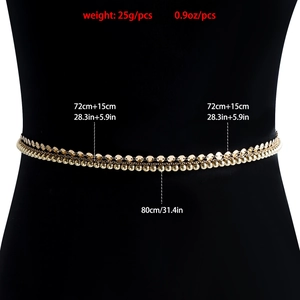 Chaîne de taille multicouche dorée avec paillettes et perles pour femme, longueur ajustable