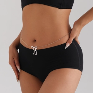 Chaîne de corps dorée élégante avec pendentif nœud perlé pour la mode d'été féminine