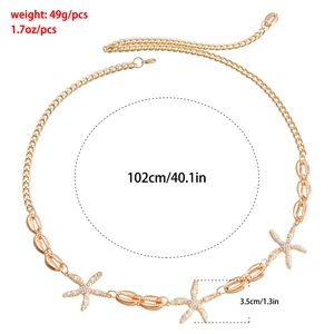 Goldene Gürtelkette mit Seestern- und Muschel-Anhängern, Damen-Accessoire mit Perlen