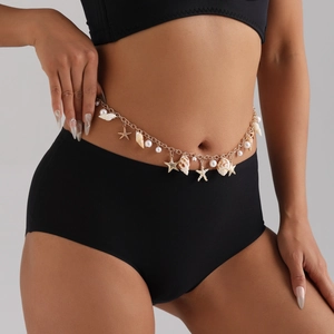 Chaîne de taille bohème dorée avec coquillages, perles et étoiles de mer pour la plage