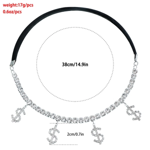 Sexy rhinestone dollar sign leg chain with black elastic band for beach and party fashion