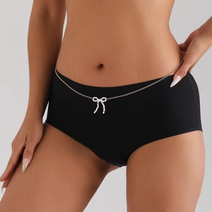 Chaîne de taille dorée chic avec pendentif noeud perle accessoire mode pour femmes