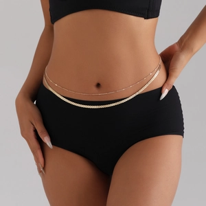 Women Sexy Double Layer Gold Alloy Waist Chain Simple Punk Sequin Belly Chain Elegant Fashion Body Chain Jewelry Accessories