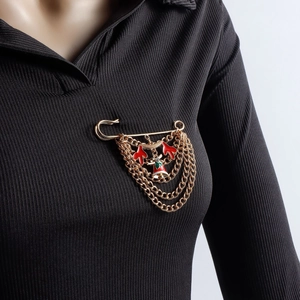 Mode Weihnachten Brosche Für Damen Gold Legierung Mehrlagige Kette Rentier Geweih Glocke Strass Emaille Festliche Anstecknadel Schmuck