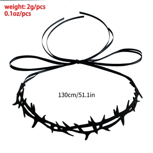 Gothic black thorn choker necklace 130cm long velvet ribbon for Halloween cosplay witch