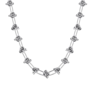 Unisex silberfarbene Titanstahl-Dornknotenkette mit modernem Gliederkettendesign im Punk-Stil