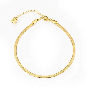 Minimalist gold snake chain necklace with lobster clasp and a tiny heart charm detail