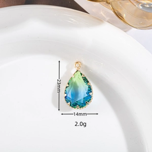 Vergulde waterdruppel kristallen hanger met verloop, 23mm hoog voor sieraden maken