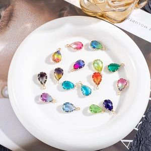 Pendentifs gouttes en cristal facetté avec bordure dorée pour création de bijoux