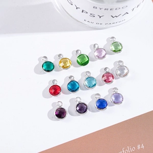 Minimalist Round Colored Artificial Crystal Pendant Silver Border Inlaid Rhinestone Charms For DIY Necklace Bracelet Earring Jewelry Making Accessory